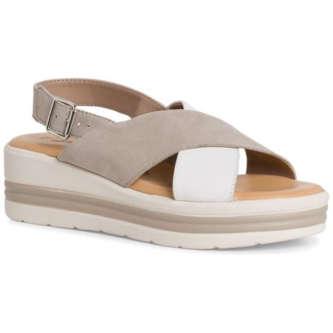 Taupe Comb Casual Open Sandals Sandali Pelle Scarpe Donna Beige Eu 39, 1-28245-42 344 - Foto 1