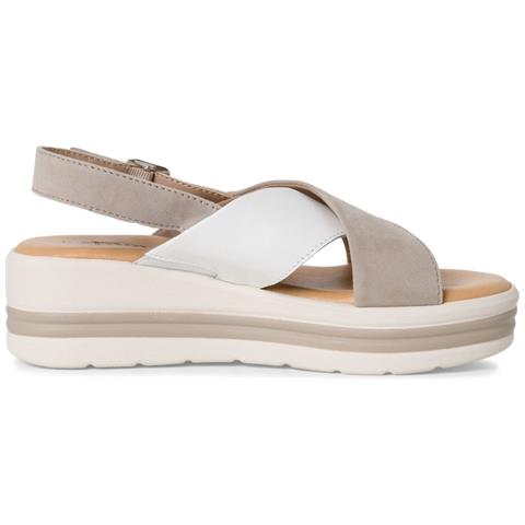 Taupe Comb Casual Open Sandals Sandali Pelle Scarpe Donna Beige Eu 39, 1-28245-42 344 - Foto 3
