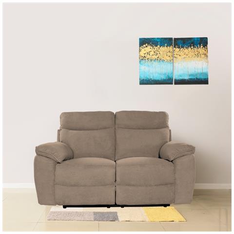 Divano Recliner Boston 2 Posti Elettrico In Tessuto Giulia 9703 Cappuccino - Foto 1