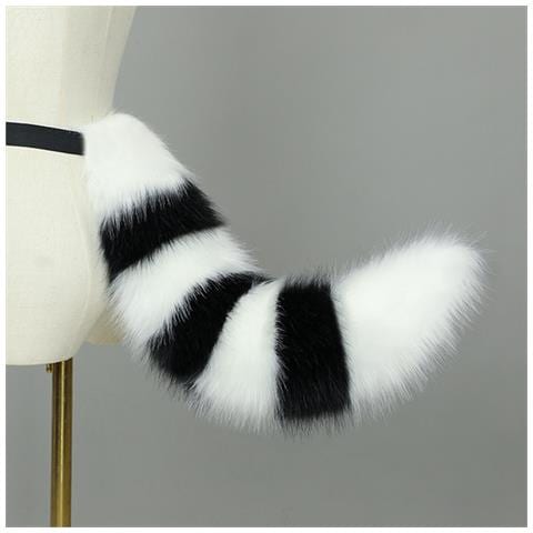 Set Di Orecchie E Coda Da Volpe Fatti A Mano, Accessori Per Cosplay Black&white - Foto 3