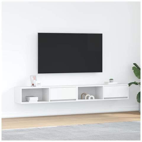 Mobili TV a Parete 2pz Bianchi 100x31x25,5 cm Legno Multistrato - Foto 1