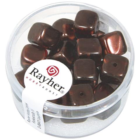 Rayher - 18 Pezzi - Perle In Vetro Quadrate 8x9mm - Colore Nocciola - Foto 1