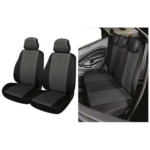 Serie Completa Coprisedili Fast&smart Tg. Grande Tess. Misto Cotone Antracite/nero - Foto 1