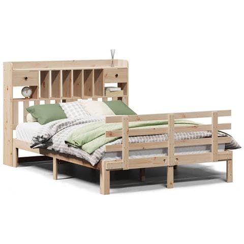 Letto Libreria Senza Materasso 140x190 Cm In Legno Di Pino - Foto 2