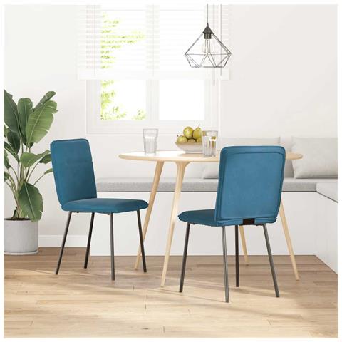 Sedie Da Pranzo 2 Pz Blu In Velluto - Foto 2