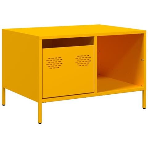 Tavolino Giallo Senape 68,5x50x43,5cm Acciaio Laminato A Freddo - Foto 2