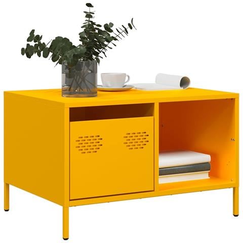 Tavolino Giallo Senape 68,5x50x43,5cm Acciaio Laminato A Freddo - Foto 1