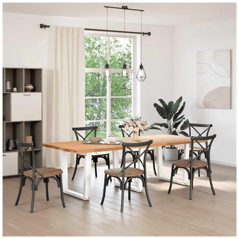 Gambe Per Tavolo Pranzo A V 3 Pz Bianco 90x(72-73,3)cm Acciaio - Foto 2