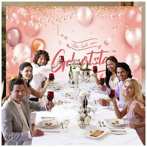 Telo Compleanno Natooz In Rame Rosa 210x150cm - Decorazione Perfetta Per Festeggiamenti - Foto 2