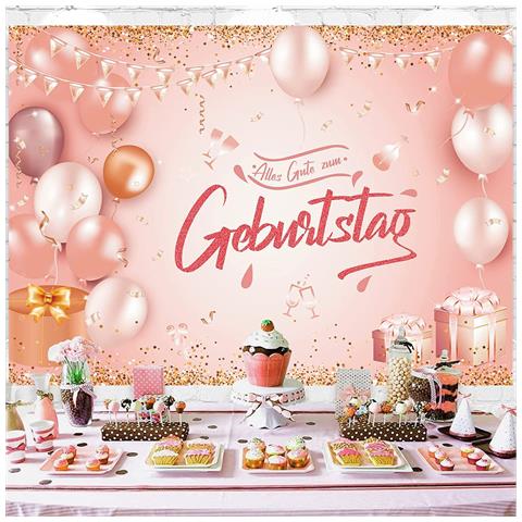 Telo Compleanno Natooz In Rame Rosa 210x150cm - Decorazione Perfetta Per Festeggiamenti - Foto 1