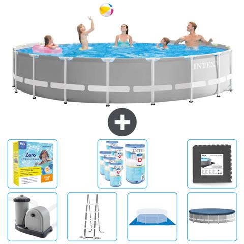 Piscina Fuori Terra - In Giro - 549x549x122 Cm - Grigio - Include Accessori Coordinati Cb49 - Foto 1