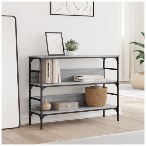 Tavolo Consolle Grigio Sonoma 100x32x75 Cm In Legno Multistrato - Foto 2