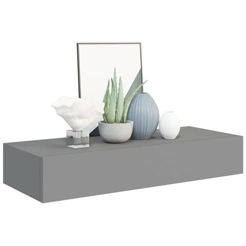 Scaffali Con Cassetti Da Parete 2 Pz Grigi 60x23,5x10 Cm Mdf - Foto 2