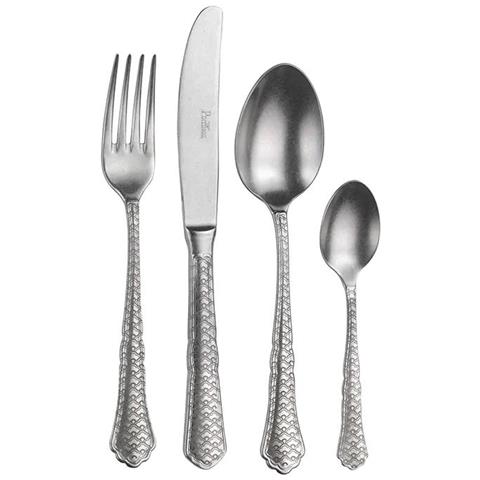 Settecento Stone Washed TXT Posate da tavola vintage in acciaio con decoro Confezione - Set da 24 Pezzi - 6 Posti Tavola - Confezione Regalo Made in Italy - Foto 1