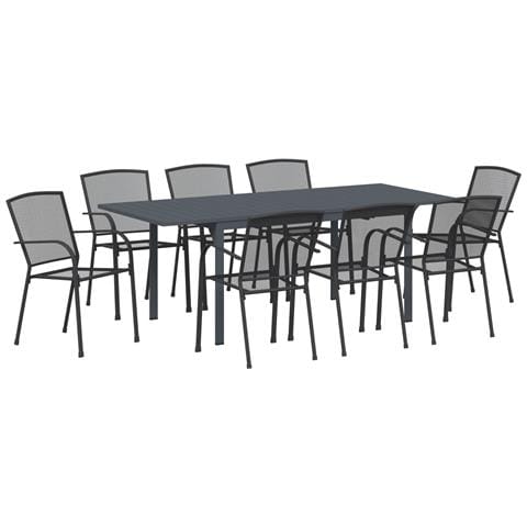 Set Mobili Corridoio  9 Pezzi Acciaio Antracite, Tavolo Giardino Estensibile  Antracite (140-210)x90x73 cm Acciaio - Foto 1