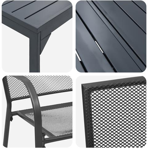 Set Mobili Corridoio  9 Pezzi Acciaio Antracite, Tavolo Giardino Estensibile  Antracite (140-210)x90x73 cm Acciaio - Foto 2