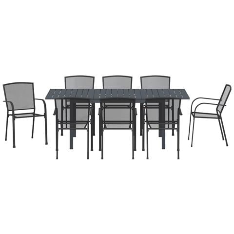 Set Mobili Corridoio  9 Pezzi Acciaio Antracite, Tavolo Giardino Estensibile  Antracite (140-210)x90x73 cm Acciaio - Foto 9