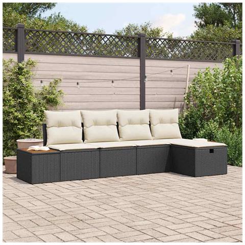 Set di Divani da Giardino con Cuscini Nero Polyrattan - Foto 2
