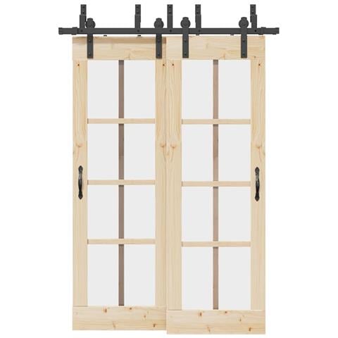 Kit di Binari per Porte Scorrevoli 152,5 cm Acciaio Nero - Foto 2