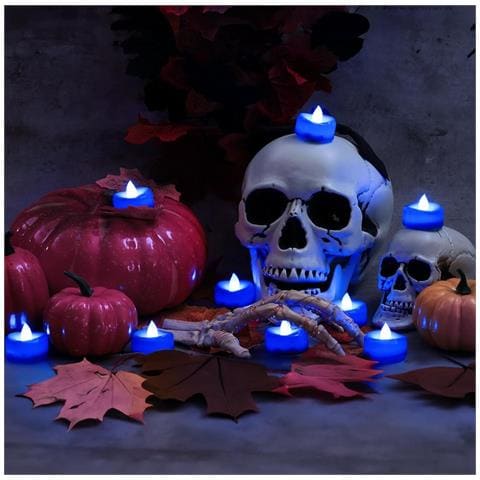 Set Di 24 Candele A Led Senza Fiamma Decorazione Di Halloween Blu - Foto 4