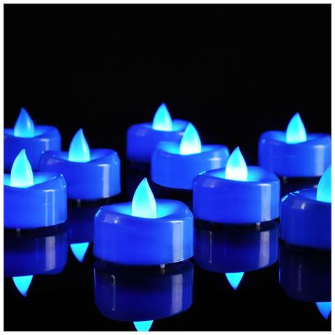 Set Di 24 Candele A Led Senza Fiamma Decorazione Di Halloween Blu - Foto 1