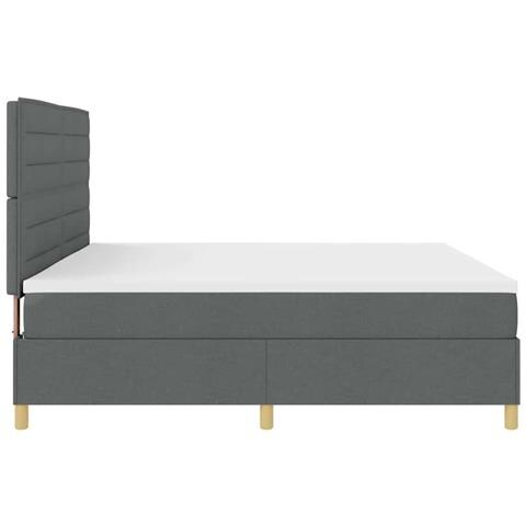 Letto a molle con materasso Grigio scuro 200 x 200 cm Tessuto - Foto 9