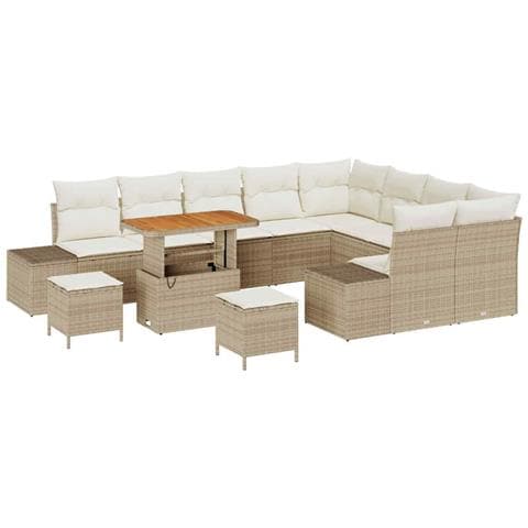 Set Divano da Giardino 12 pcs Beige e Crema 90 x 55 x 71 cm - Foto 1