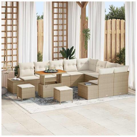 Set Divano da Giardino 12 pcs Beige e Crema 90 x 55 x 71 cm - Foto 2