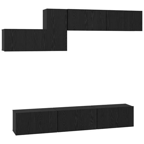 Set mobile TV 7 pcs Rovere nero 60 x 30 x 30 cm - Foto 1
