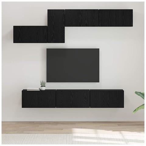 Set mobile TV 7 pcs Rovere nero 60 x 30 x 30 cm - Foto 2