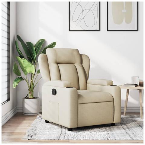 Poltrona reclinabile in tessuto color crema - Foto 2