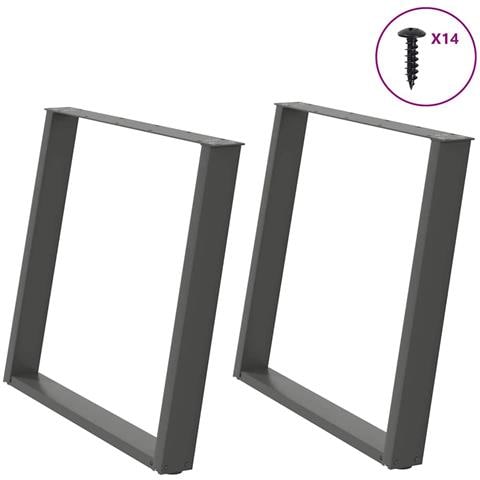 Gambe per tavolo da pranzo a forma di U 2 pz Antracite 90x(72-73) cm Acciaio - Foto 1