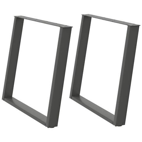Gambe per tavolo da pranzo a forma di U 2 pz Antracite 90x(72-73) cm Acciaio - Foto 2