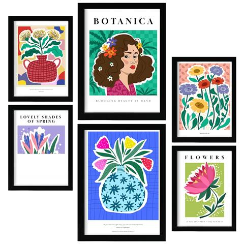 Set Di 6 Stampe Foglio Poster Dei Sogni Galleria D'arte Astratta Dipinti Decorativi Per Il Tuo Soggiorno Stampe Artistiche Da Parete Per La Casa A3 & A4 Senza Cornice - Foto 1