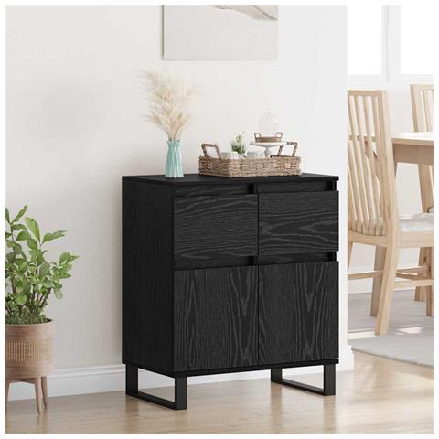 Credenza con cassetto Rovere Nero 60 x 35 x 70 cm - Foto 2