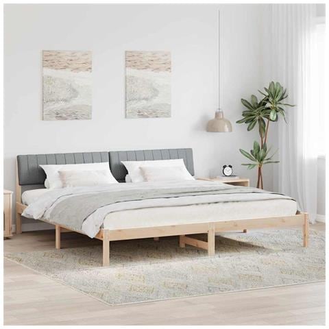 Struttura del Letto Marrone e grigio chiaro 200 x 200 cm - Foto 2