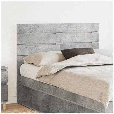 Testiera con testiera Grigio cemento 120 cm Legno multistrato - Foto 2
