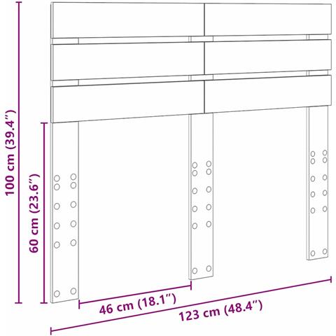 Testiera con testiera Grigio cemento 120 cm Legno multistrato - Foto 9
