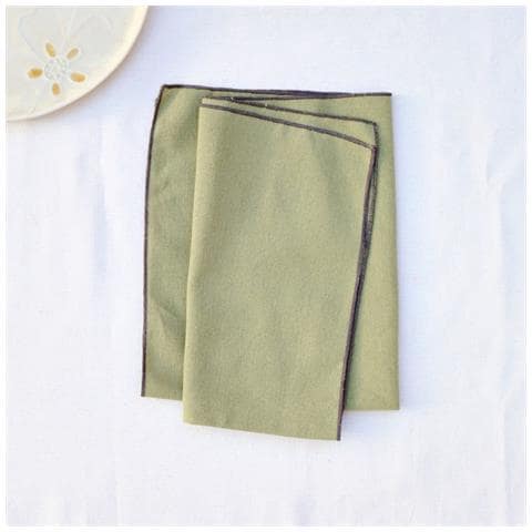 Set Di 12 Tovaglioli In Cotone Con Bordo Orlato - Decorazione Tavola Tinta Unita Green - Foto 1