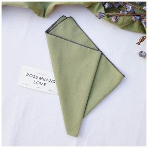 Set Di 12 Tovaglioli In Cotone Con Bordo Orlato - Decorazione Tavola Tinta Unita Green - Foto 4