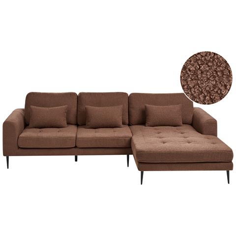 Divano Angolare 3 Posti Flam Bouclé Marrone Lato Sinistro - Foto 2