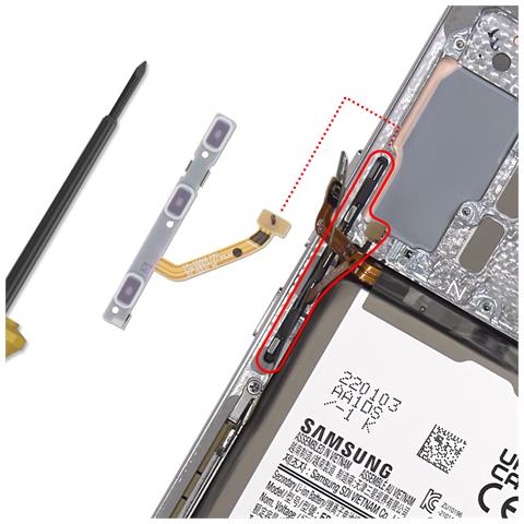 Cavo Flessibile Originale Per Galaxy S22 / S22 Plus Power E Volume, Grigio - Foto 2