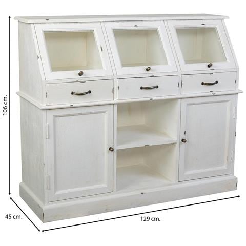Credenza In Legno Invecchiato Bianco 129x45x106h - Foto 2