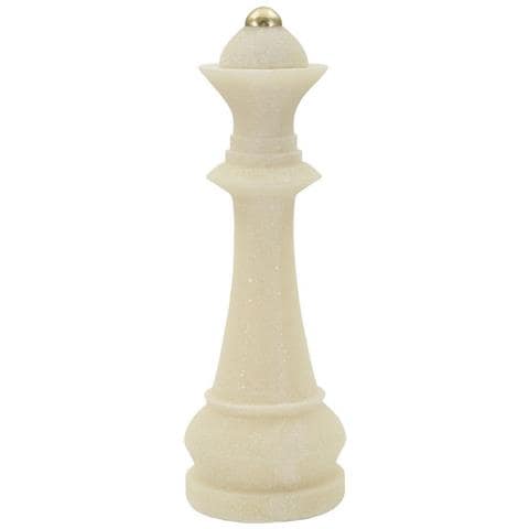 Scultura Regina Degli Scacchi Quarzy In Resina Bianco E Oro - Foto 1