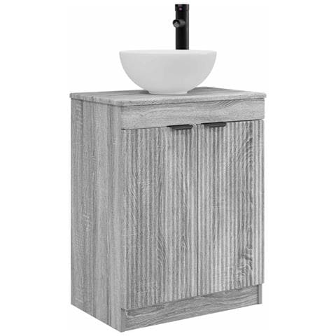 Mobile da bagno con lavabo Sonoma grigio 54 x 35 x 83 cm - Foto 1
