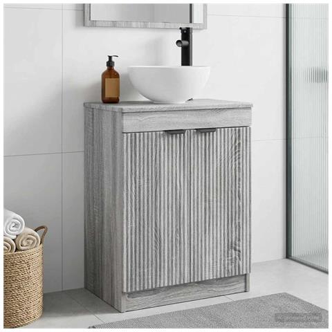 Mobile da bagno con lavabo Sonoma grigio 54 x 35 x 83 cm - Foto 2