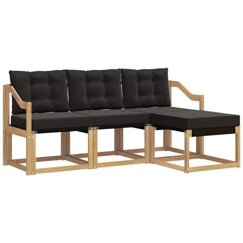 Set di divani da esterno con cuscino 4 pcs Bianco e Nero - Foto 1
