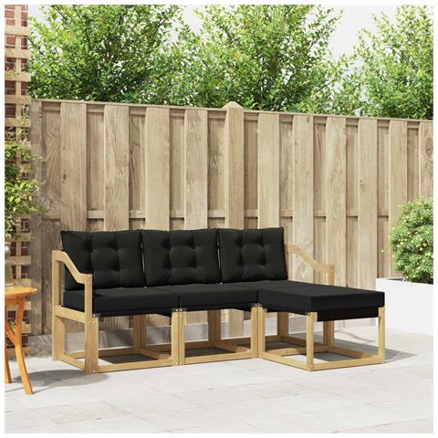 Set di divani da esterno con cuscino 4 pcs Bianco e Nero - Foto 2