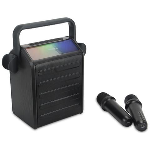 Karaoke Portatile Party Star Con 2 Microfoni Wireless, Bluetooth, Luci Led, Usb, Micro Sd, Aux E Jack, Batteria Ricaricabile, 30 W, Autonomia 7-8 Ore - Foto 4