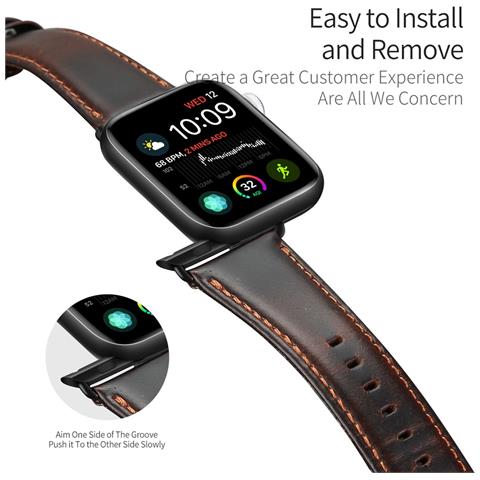 Cinturino Orologio per Apple Watch - Pelle, Caffè - Foto 4